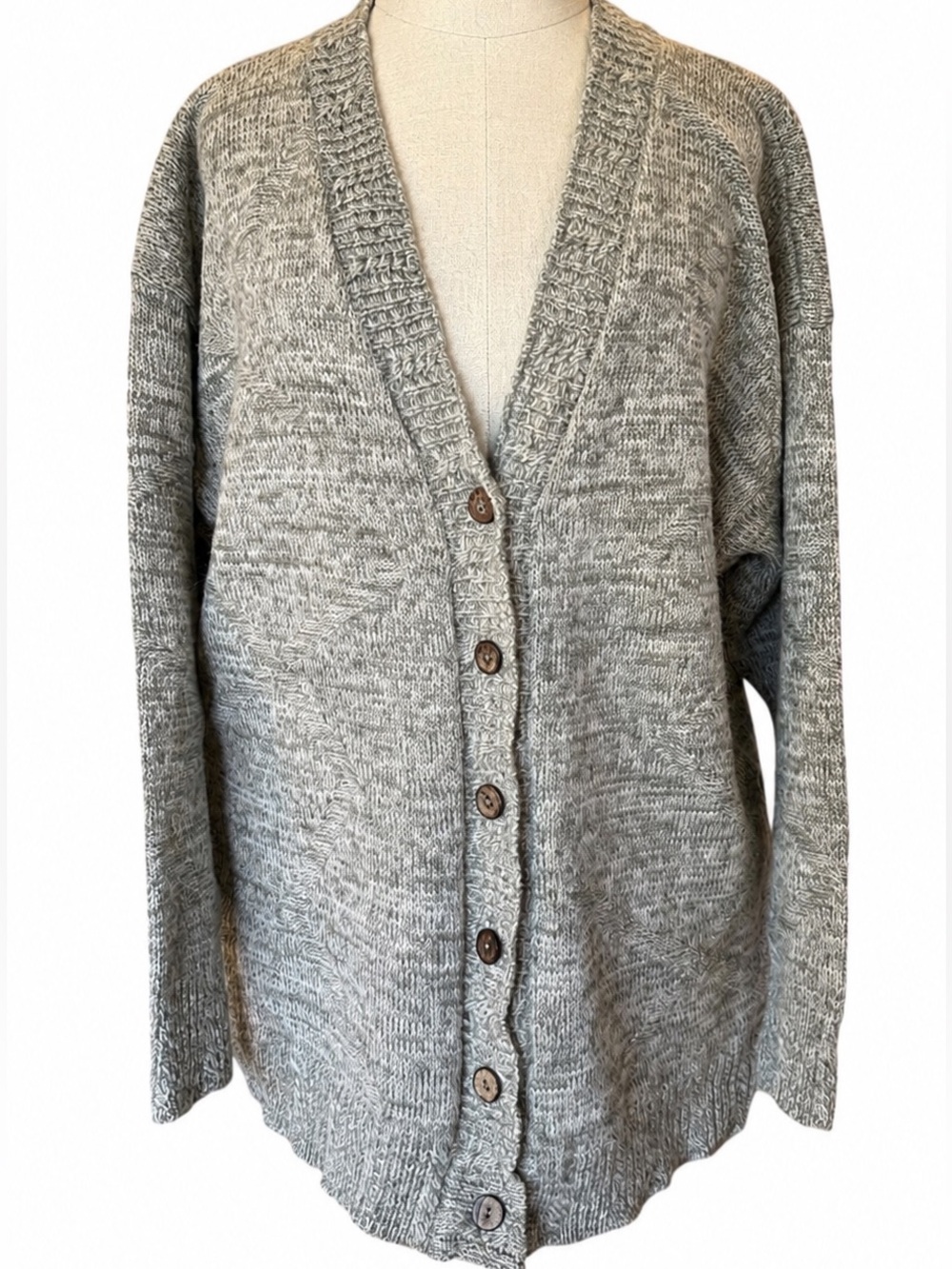 Vintage 80s 90s Country Theme New Zealand Wool Cardigan Grandpa Sage Green Med